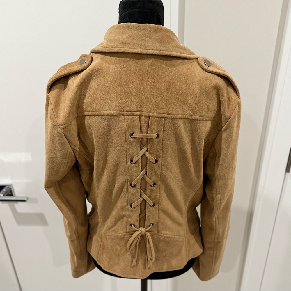 BB Dakota Tan Suede Look Jacket w Lace Up Back Detail | Size M